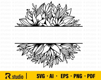 Floral Frame SVG/ Decorative Ornaments SVG/ Flower Frame SVG/ Branches Frame/ Clipart/ Cut Files/ Cricut/ Vector/ Sihouette/ Commercial Use