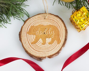 Pine Cone Engraved Wood Christmas Decor / Coaster Set / Christmas Ornament