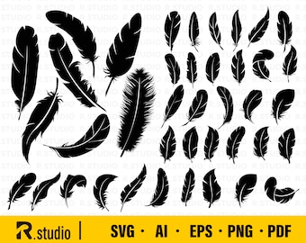 FEATHER SVG/ 39 Feathers Svg/ Clipart/ Cut Files/ Silhouette/ Files for Cricut/ Vector/ stencil/ vinyl cut files/ Instant Download