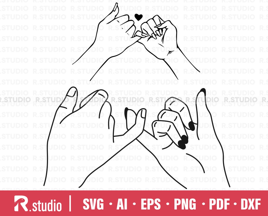 Pinky Promise SVG/ Holding Hands/ Valentine's Day SVG/ Hearts Customize ...