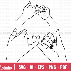 Pinky Promise SVG/ Hände halten/ Valentinstag SVG/ Herzen Geschenk Svg/ Abziehbild/ T-Shirt Plotterdatei/ Cricut/ Printable/ Clipart