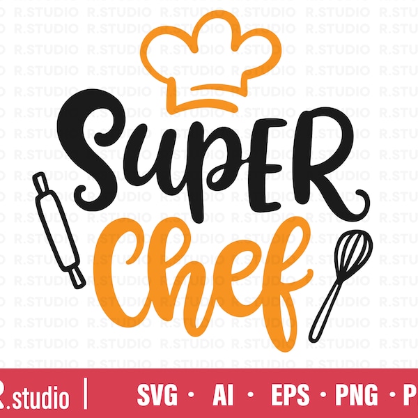 Super Chef SVG/ Christmas SVG Files/ Holiday Svg/ Cut File/ Cricut/ Clipart/ Christmas Baking Svg/ Kitchen Decoration/ Cooking Svg Png Eps