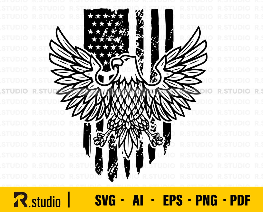 Eagle With American Flag Svg/ American Flag Svg/ Eagle Svg/ Tshirt Svg ...