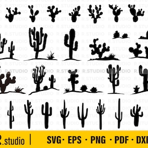 31 Cactus Svg Bundle / Desert Cacti Plants / Cactus Vector / Cactus Silhouette / Cut Files For Cricut / Commercial Use / Clipart / Decal / Clip art