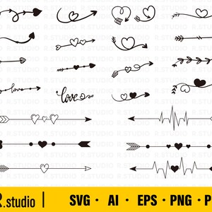 Flechas SVG/ Valentine Arrow svg/ Flecha em forma de coração svg/ Love arrows svg/ Boho arrow clipart/ Arrows cut file/ Arrow cricut/ Cricut/ Vector