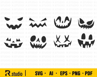 Pumpkin Face SVg / Pompoen Gezichten / Pompoen Pompoen Clipart / Jack-O-Lantern SVG / Jack O Lantaarn Clip Art