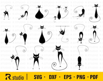 Gatos SVG BUNDLE/ Gato svg/ Lindo gato svg/ Gatito Svg/ Kitty Svg/ Mascota svg/ Gato mirando SVG/ Silueta/ Archivo de corte/ Cricut/ Calcomanía/ Clipart/ Eps