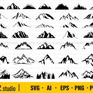 37 Mountain Svg Files/ Hill Svg/ Nature svg/ Rock svg/ Cut file/ Cricut/ Clipart/ Cuttable File/ iron on/ silhouette/ Vinyl Decal/ Art Print