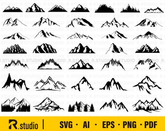 37 Mountain Svg Files/ Hill Svg/ Nature svg/ Rock svg/ Cut file/ Cricut/ Clipart/ Cuttable File/ iron on/ silhouette/ Vinyl Decal/ Art Print