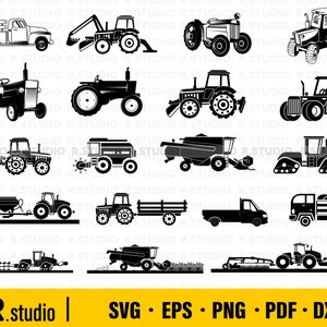 19 Trator svg/ Agricultura svg/ Construção svg/ Veículo/ Fazenda svg/ Silhueta/ Decalque/ Estêncil/ Clipart/ Arquivo de corte/ Cricut/ Vetor/ Ferro em