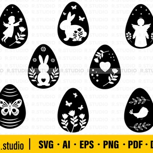 Easter Eggs SVG Files/ Easter SVG/ Patterned Eggs SVG/ Easter Egg Png Dxf/ Easter Egg Clipart/ EasterBunny Svg/ Cut file/ Cricut/ Silhouette