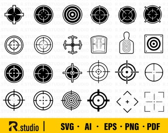 24 Target SVG/ Bullseye SVG/ Shooting Target SVG/ Clipart/ Silhouette/ Cut file/ Cricut/ Decal file/ Digital Download/ Stencil/ Hunting Svg