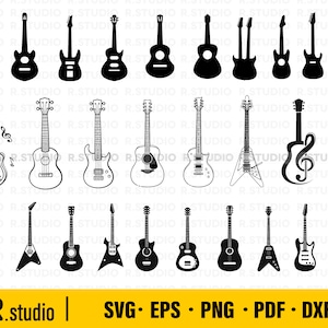 28 gitaar SVG/ gitaar clipart/ muziek SVG/ bestanden knippen/ Cricut/ clipart/ gitaar silhouet/ decal/ commercieel gebruik/ vinyl/ Graveerbare bestand