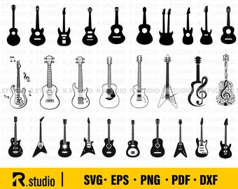 28 Guitar SVG/ Guitar clipart/ Music svg/ Cut Files/ Cricut/ Clipart/ Guitar Silhouette/ Decal/ Commercial Use/ Vinyl/ Cuttable File