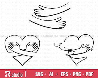 Hug Svg Files/ Cut File/ Cricut/ Valentine SVG/ Embrace Svg/ Hold In Arms Png/ Commercial use/ Sihouette/ Clipart / Heart Svg/ Die Cutting