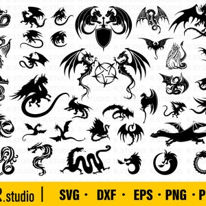 Dragon svg/ Tribal dragon svg/ Dragon Silhouette/ Dragon Clipart/ Dragon Decal Svg/ Cartoon Dragon/ Files for Cricut/ Tattoo/ Stencil File