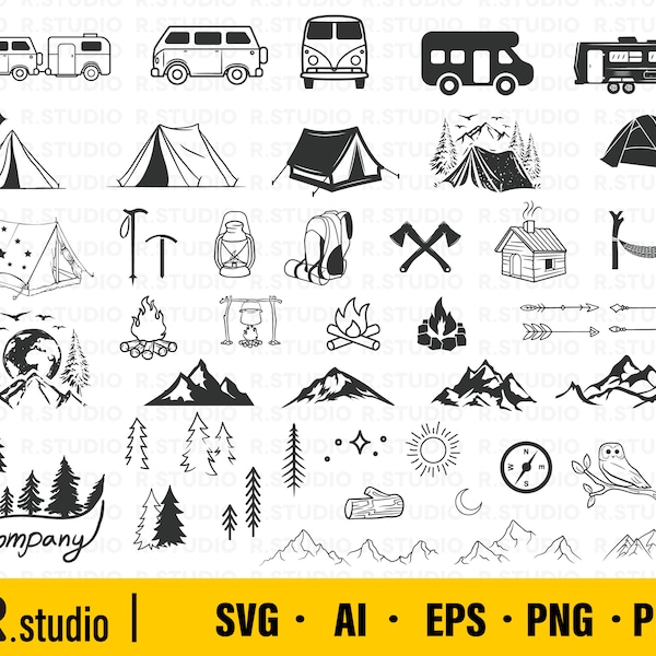 46 Camping SVG Bundle/ Camper Svg/ Camp Life Svg/ Campfire Svg/ Camping Zelt Svg/ Cricut/ Cut Files/ Silhouette/ Vektor/ Yellowstone svg