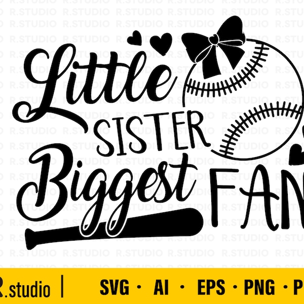 Little sister biggest fan SVG/ Baseball SVG/ Baseball Shirt Clipart/ Baseball Fan Svg/ DXF/ Baseball Sister/ Cricut/ Cut File/ Silhouette