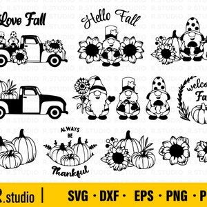 Fall SVG Files/ Thanksgiving Svg/ Gnome svg/ Sunflower svg/ Clipart/ Pumpkin svg/ Hello Fall svg/ Cut file for Cricut/ Sihouette/ Vector