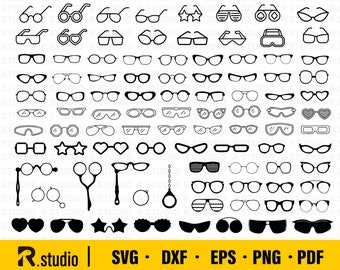 94 Sunglass SVG/ spectacles svg/ fashion svg/ eyeglass svg/ shades svg/ eyewear svg/ clipart/ silhouette/ decal/ stencil/ cutfile for circut