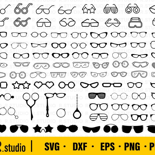 94 Sunglass SVG/ spectacles svg/ fashion svg/ eyeglass svg/ shades svg/ eyewear svg/ clipart/ silhouette/ decal/ stencil/ cutfile for circut