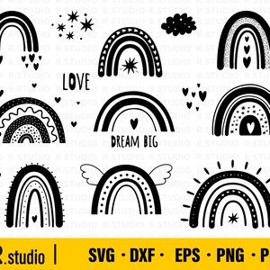 Boho Rainbow SVG Files/ Cute Rainbow SVG/ Pastel Rainbow SVG/ Rainbow Eps/ Dxf/ Instant Download/ Hand Drawn Rainbow/ Cut File for Cricut