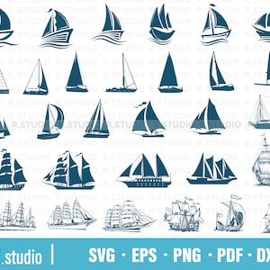 30 Sailing Boat SVG/ Sailboat Svg Dxf/ Sailing SVG/ Files for Cricut/ Cricut/ Clipart/ Boats svg/ Ship svg/ Nautical svg/ Holiday svg/ Decal
