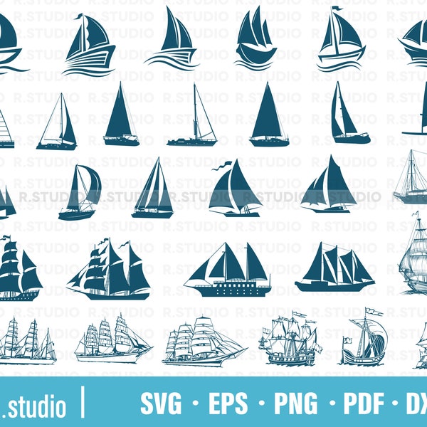 30 Sailing Boat SVG/ Sailboat Svg Dxf/ Sailing SVG/ Files for Cricut/ Cricut/ Clipart/ Boats svg/ Ship svg/ Nautical svg/ Holiday svg/ Decal