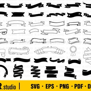 46 Banner svg/ Ribbon Banner svg/ Label svg/ Scroll Svg/ Flag svg Dxf/ Text Box svg/ Cut file/ Cricut/ Clipart/ Stencil/ Decal/ Scrapbooking