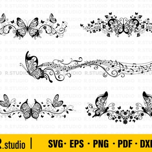 Floral Schmetterling SVG-Dateien / Png / EPS / Schmetterling Blume Vine SVG / Cricut / Silhouette / Schmetterlinge SVG / Schneidedatei / Vektor / Instant Download