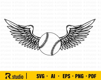 Baseball Wings SVG Files/ Cut File/ Baseball Silhouette/ Baseball SVG/ Baseball shirt/ Baseball Fan/ Wings Png DXF/ Baseball Mom/ Cricut