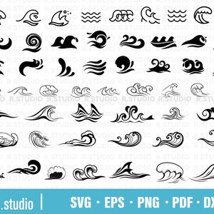 53 Wave SVG / Sea Waves svg/ Ocean Waves svg/ Clipart/ Cut Files For Silhouette/ Files for Cricut/ Wave Vector / Tidal Wave / Commercial Use