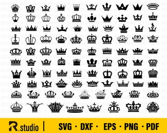97 Crown SVG/ Tiara svg / Crown vector/ Crown cut/ Princess crown/ King crown / Crown clipart/ Queen Crown cricut/ Silhouette/ Png/ Eps/ Dxf