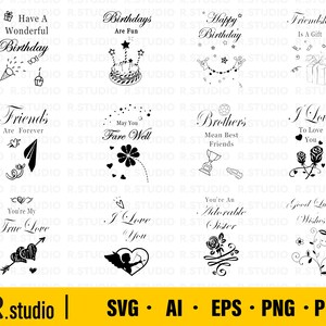 Feliz cumpleaños SVG / Best Friends svg / Deseos svg / Amor svg / Angel svg / Valentine svg / Good luck svg / Adorable Sister svg / Cut Files