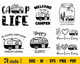 Camping SVG Files Bundle/ Camper Svg/ Camp Life Svg/ Camping SVG/ Summer Svg/ Travel Svg/ Cricut/ Cut Files/ Silhouette/ Vector/ Eps