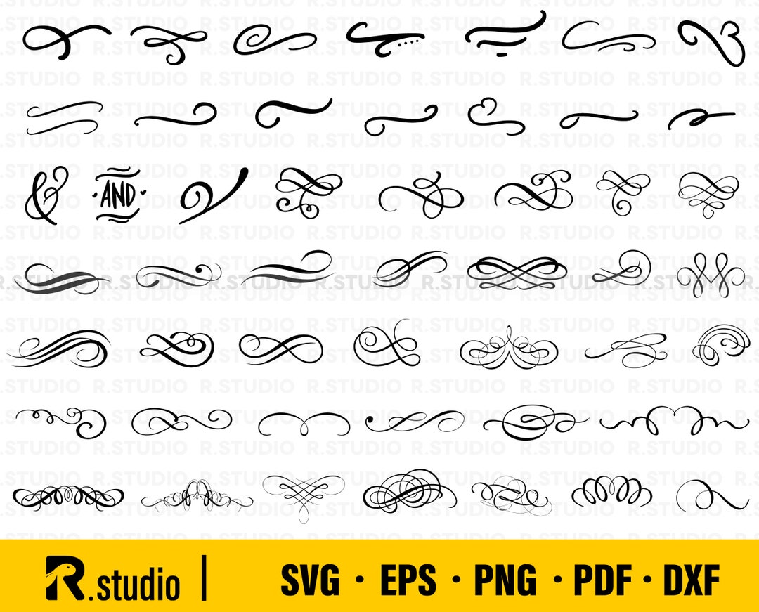 48 Swirl SVG/ Flourish SVG/ Swoosh SVG/ Cut File/ Cricut/ Stroke Svg