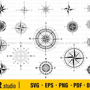 17 Compass SVG/ Cut File for Cricut/ Compass Rose SVG/ Nautical SVG/ Clipart/ Glowforge/ Wine direction/ Navigate svg/ Compass Monogram Svg