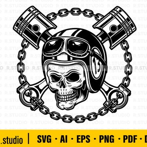 Chopper Cafe Racer Scrambler Svg / Skeleton Motorcycle Rider SVG / vintage Skull Biker SVG / Eps Dxf Png / Cut File / Cricut / Sihouette / Decal