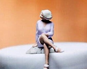 1/87 Maßstab Miniature Figur Sexy ältere Frau | White Hair Lady | Reife Frau für Diorama | Kleine Statue 1:87 HO Figur