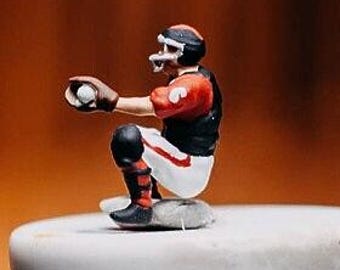 Maßstab 1:87 Miniatur Figur Baseball Catcher | Softball Spieler für Diorama | Kleine Statue 1:87 HO