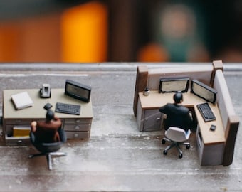 1/87 | 1/64 Scale Miniature Figure Office Desks | Office Man | Office Worker for Diorama | Small Statue | Small Figurine