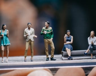 1/87 | 1/64 Scale Miniature Figure Social Men and Women | Office Workspace People | Daily Worker for Diorama | Small Statue | HO Scale