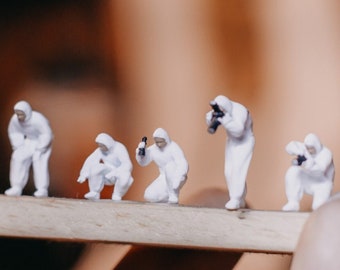 1/87 | 1/64 Scale Miniature Figure Forensics Team | Police Investigation | Cop Operation for Diorama | Small Statue | HO Scale