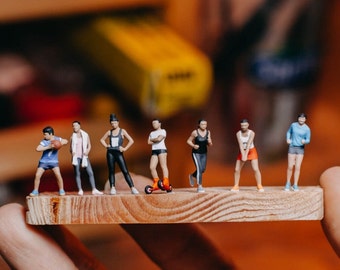 Men and Women Working Out | Cardio Workout People | Sport Training | Sport Routines 1:64 Miniature Figure Diorama