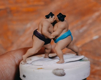 1/87 | 1/64 Scale Miniature Figure Sumo Wrestler Battle | Traditional Japanese Wrestling for Diorama | Small Statue | Small Figurine