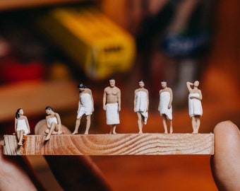 Public Bath Man Woman | Public Swimming Pool Man Woman | Man Woman in Towel 1:64 Miniature Figure Diorama