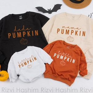 STAFAZ Mama Dada Little Pumpkin Sweatshirt, Fall Shirt, Baby Girl Romper, Mommy and Me, Mom Baby Outfit, Matching Family, Baby Shower Gift