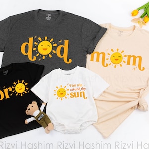 STAFAZ First Trip Around The Sun Birthday Shirt, First Birthday Toddler, Matching Family Tees, 1st Birthday Outfit, Sunshine Birthday Shirt