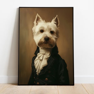 Westie Renaissance Portrait Art Print: Vintage Dog Lover Gift