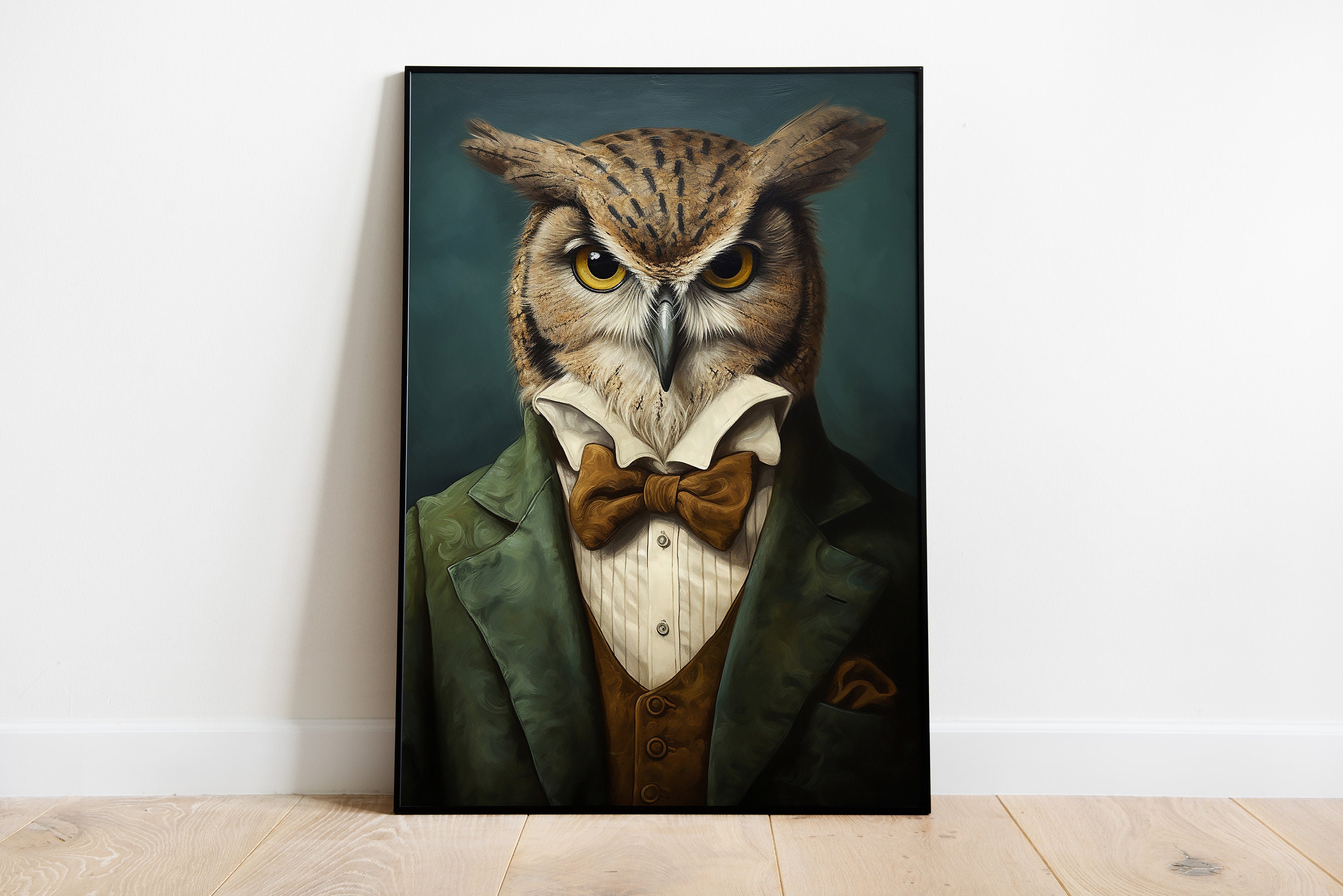 Renaissance Owl Portrait Print: Funny Animal Wall Art